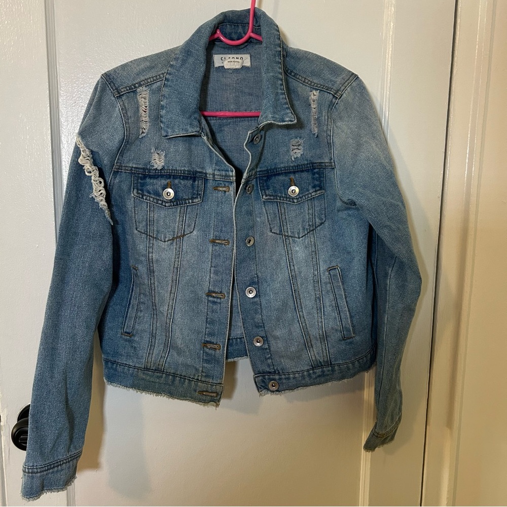 Ci Sono Denim Collection Distressed Medium Wash Denim Jacket